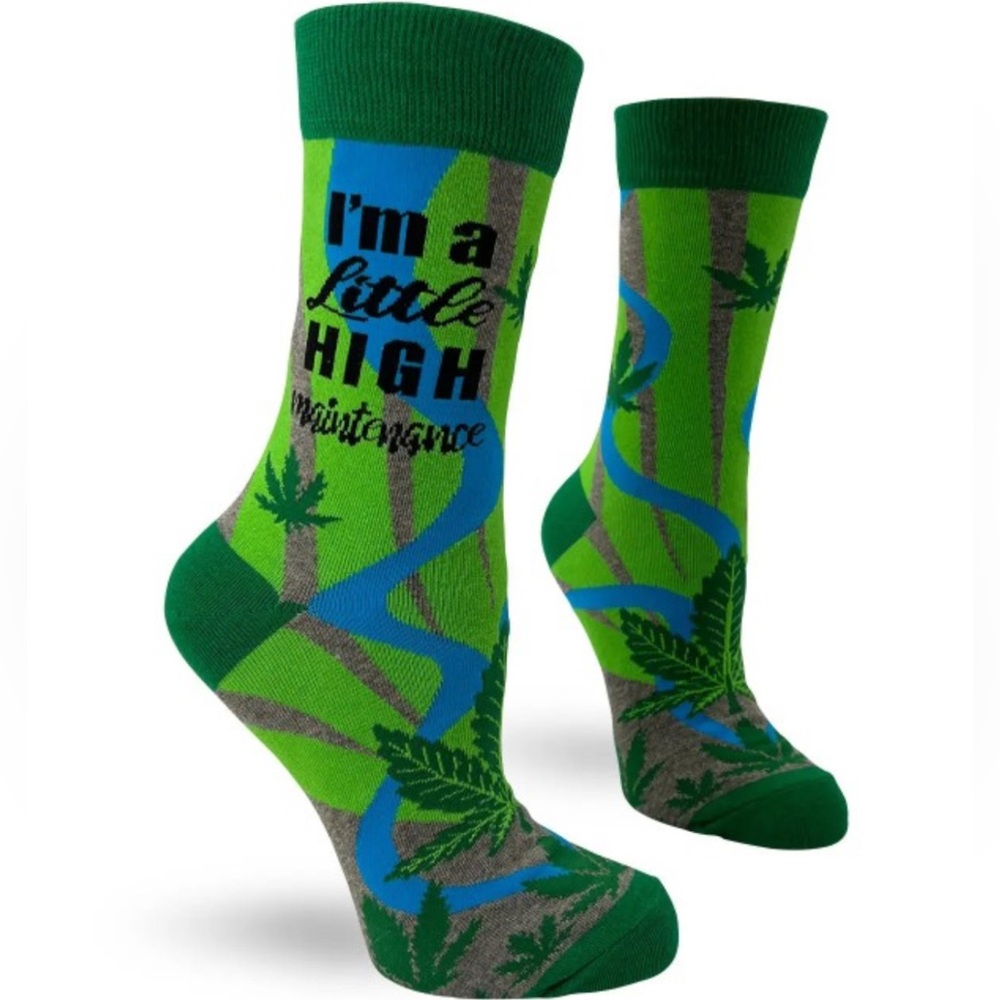 •High Maintenance• Colorful Novelty Leaf Crew Socks